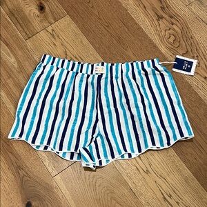 Roller Rabbit White, Navy & Aqua Striped Pajama Shorts